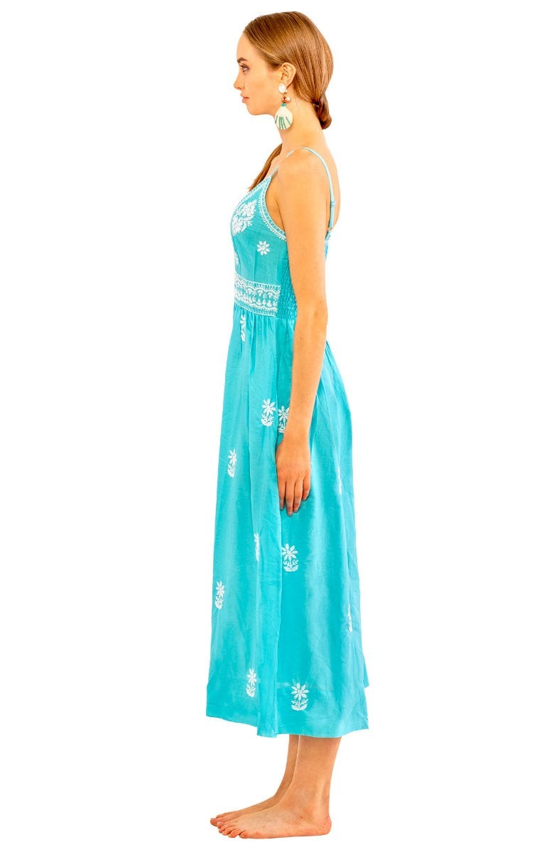 Hand Embroidered Midi Dress - Fiesta Time