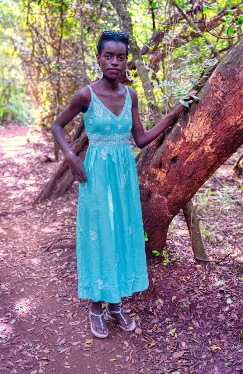 Hand Embroidered Midi Dress - Fiesta Time