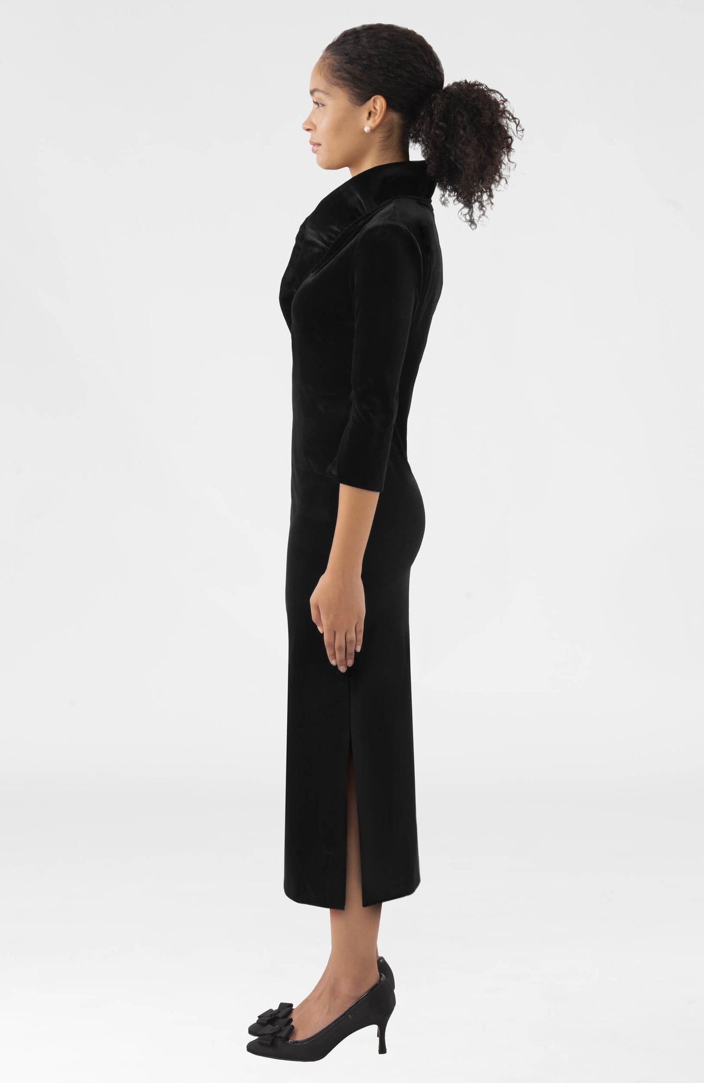 Ruffneck Midi Maxi Dress- Silky Velvet