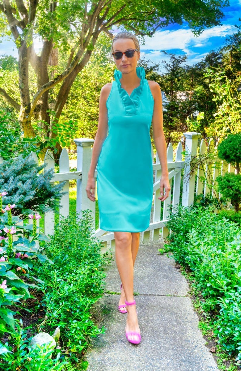 Jersey Ruffneck Sleeveless Dress - Solid