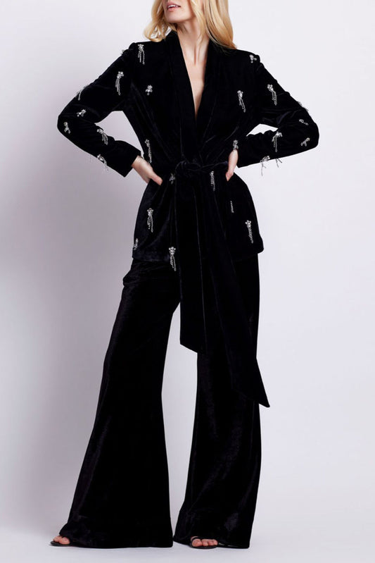 HAND BEADED VELVET KIMONO JACKET