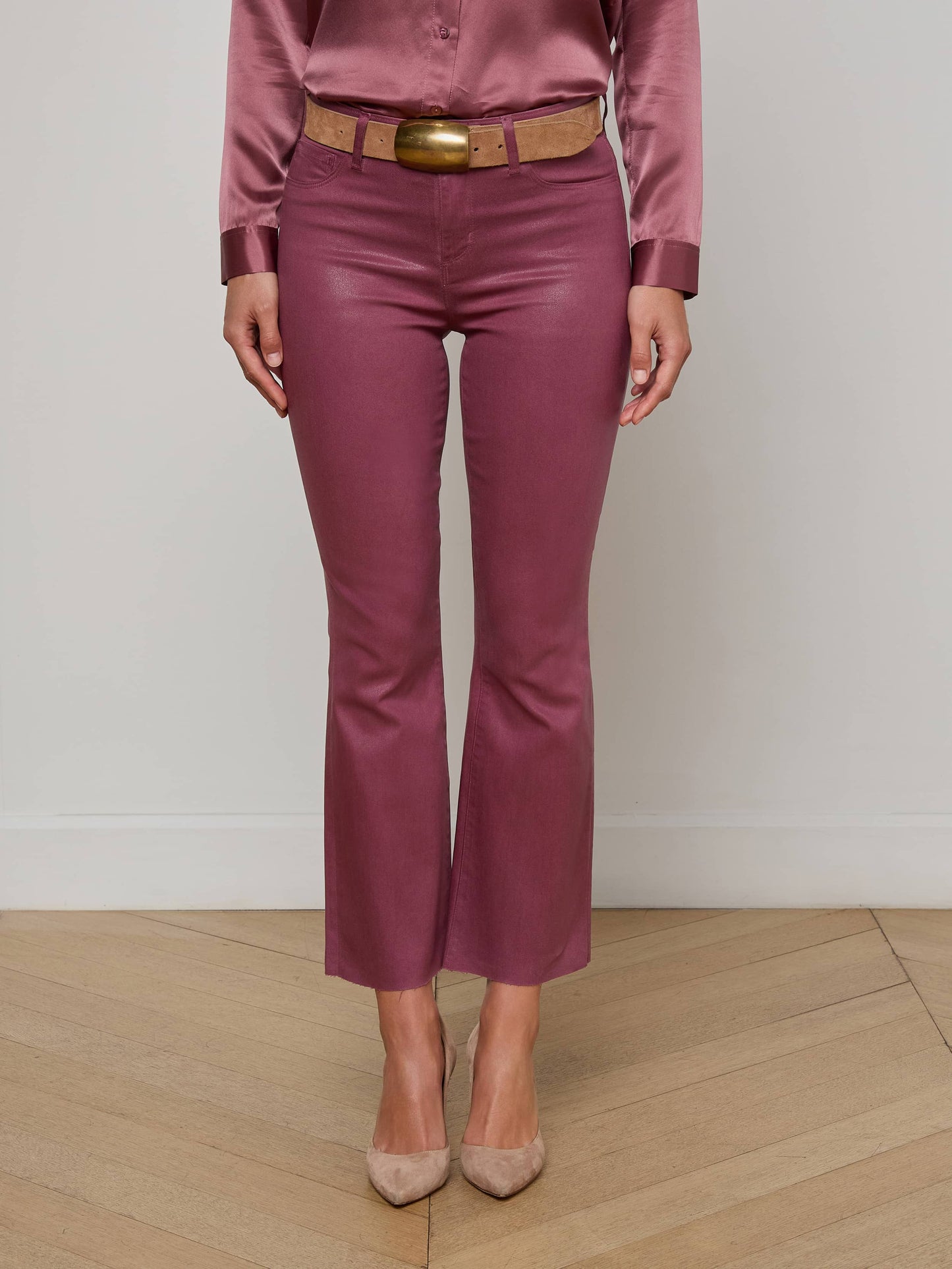 Kendra Coated Cropped Flare Jean