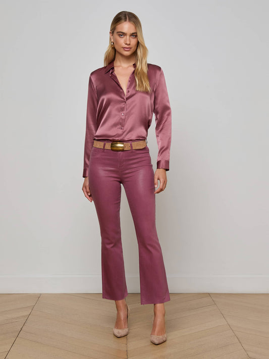Kendra Coated Cropped Flare Jean