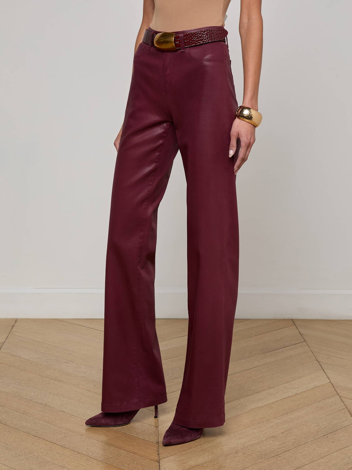 Clayton Coated Wide-Leg Jean