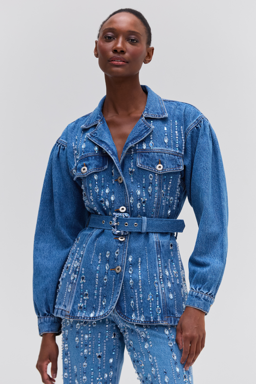 Hand-Beaded Denim Jacket