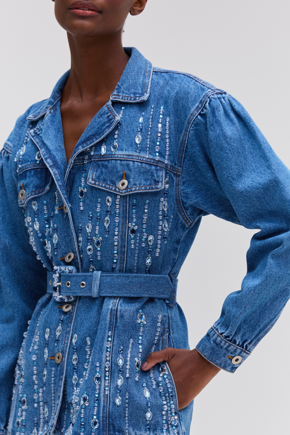 Hand-Beaded Denim Jacket