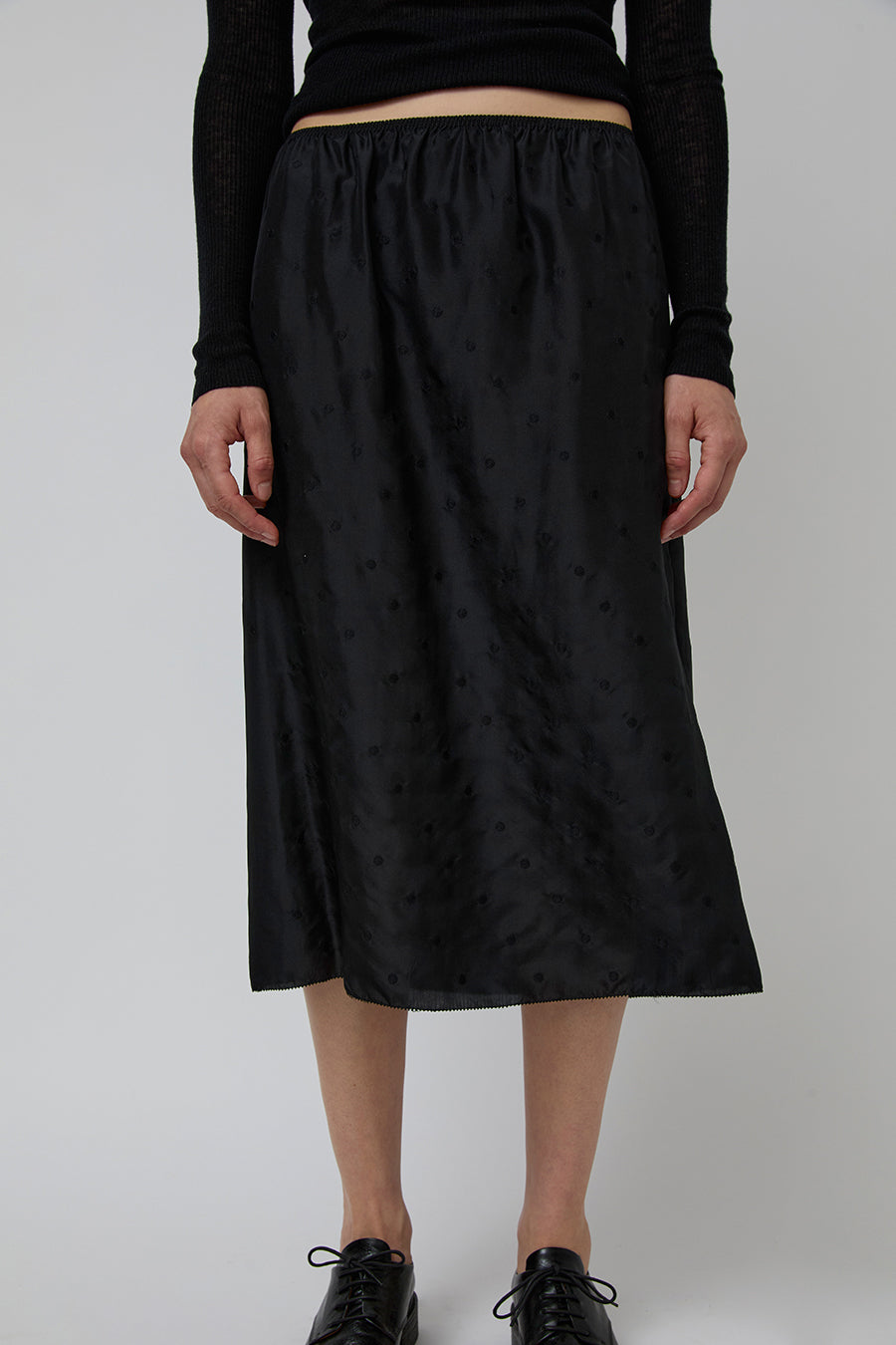 6397 Embroidered Slip Skirt in Black