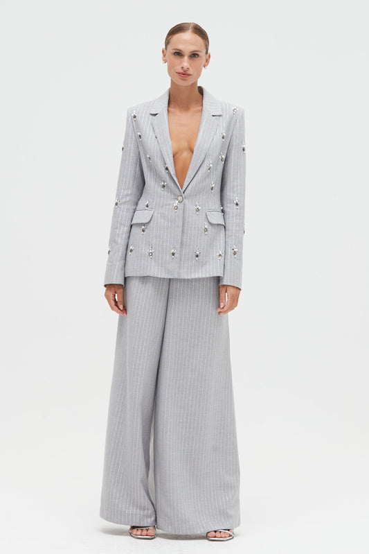 METALLIC PINSTRIPE BLAZER