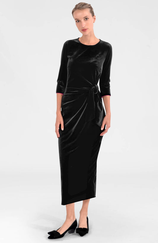 Cinch & Tie Maxi Dress - Silky Velvet