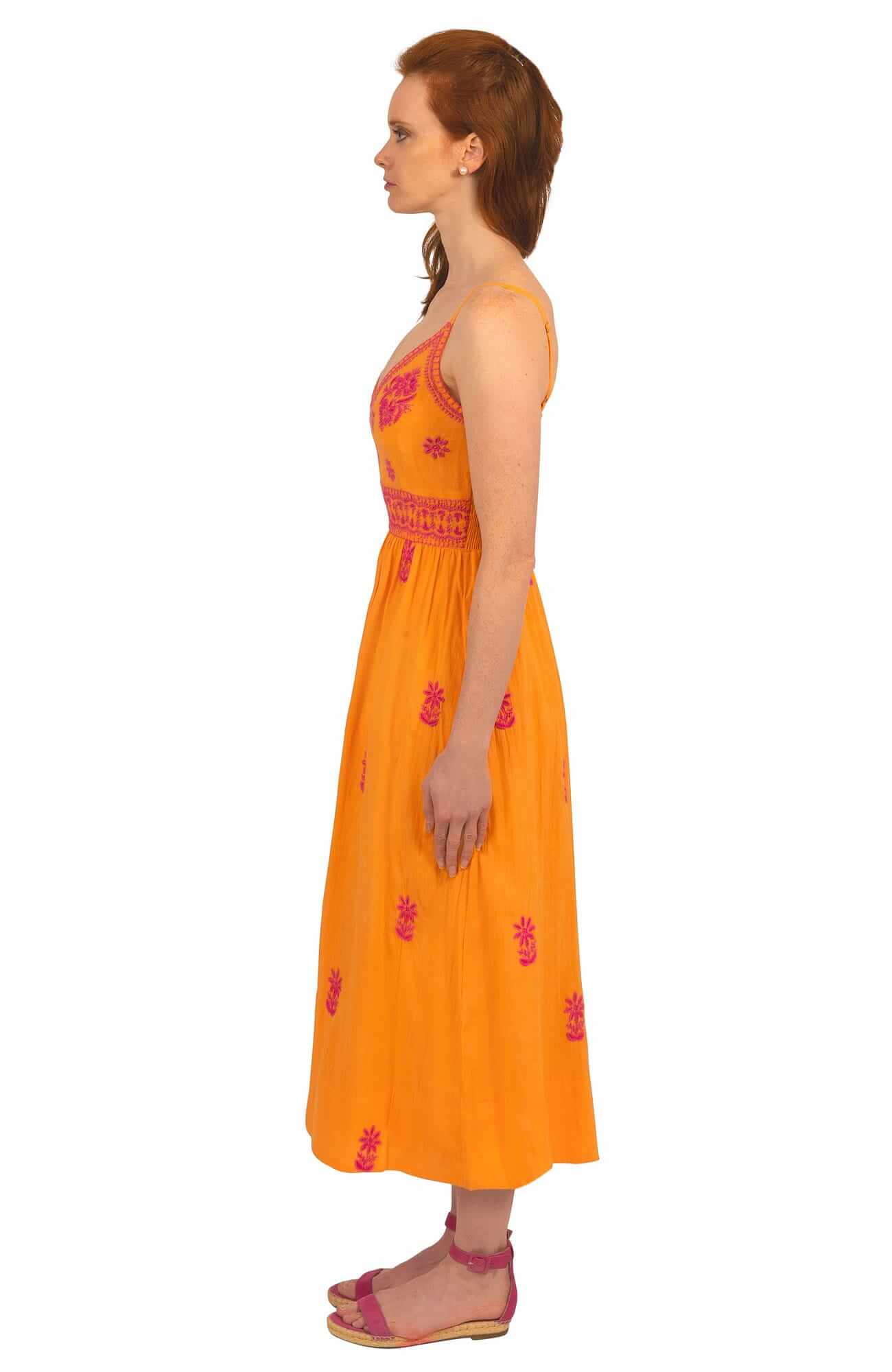Hand Embroidered Midi Dress - Fiesta Time