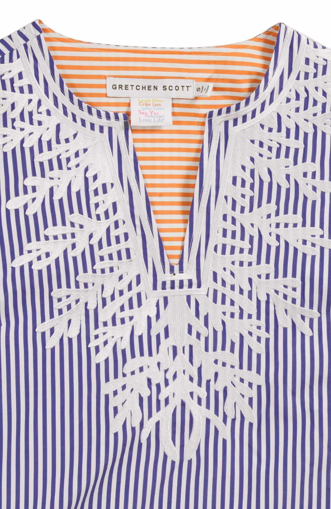 Wash / Wear Embroidered Pinstripe Dress - The Reef