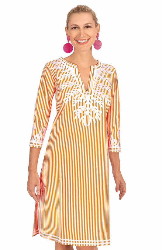 Wash / Wear Embroidered Pinstripe Dress - The Reef