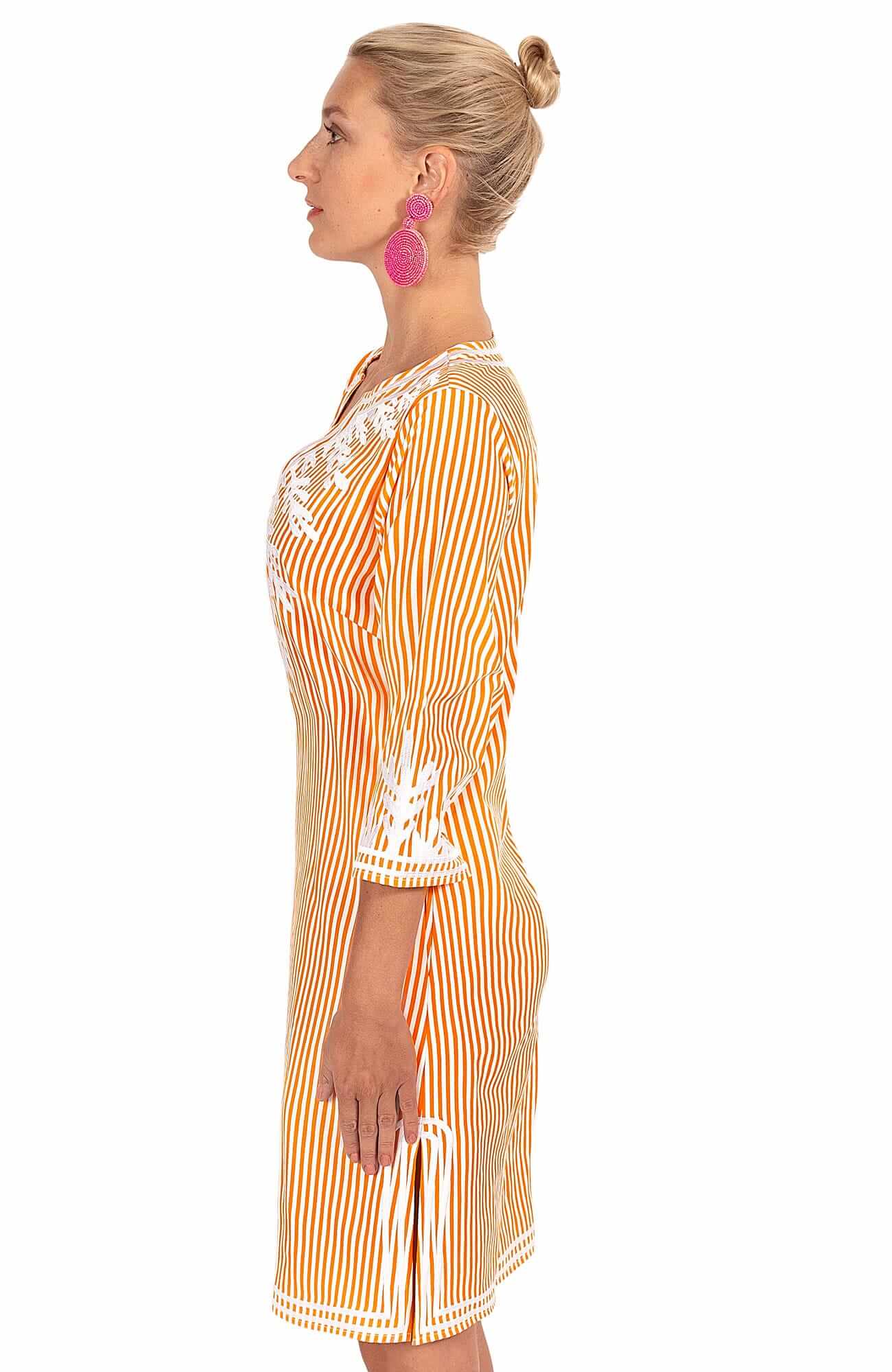 Wash / Wear Embroidered Pinstripe Dress - The Reef