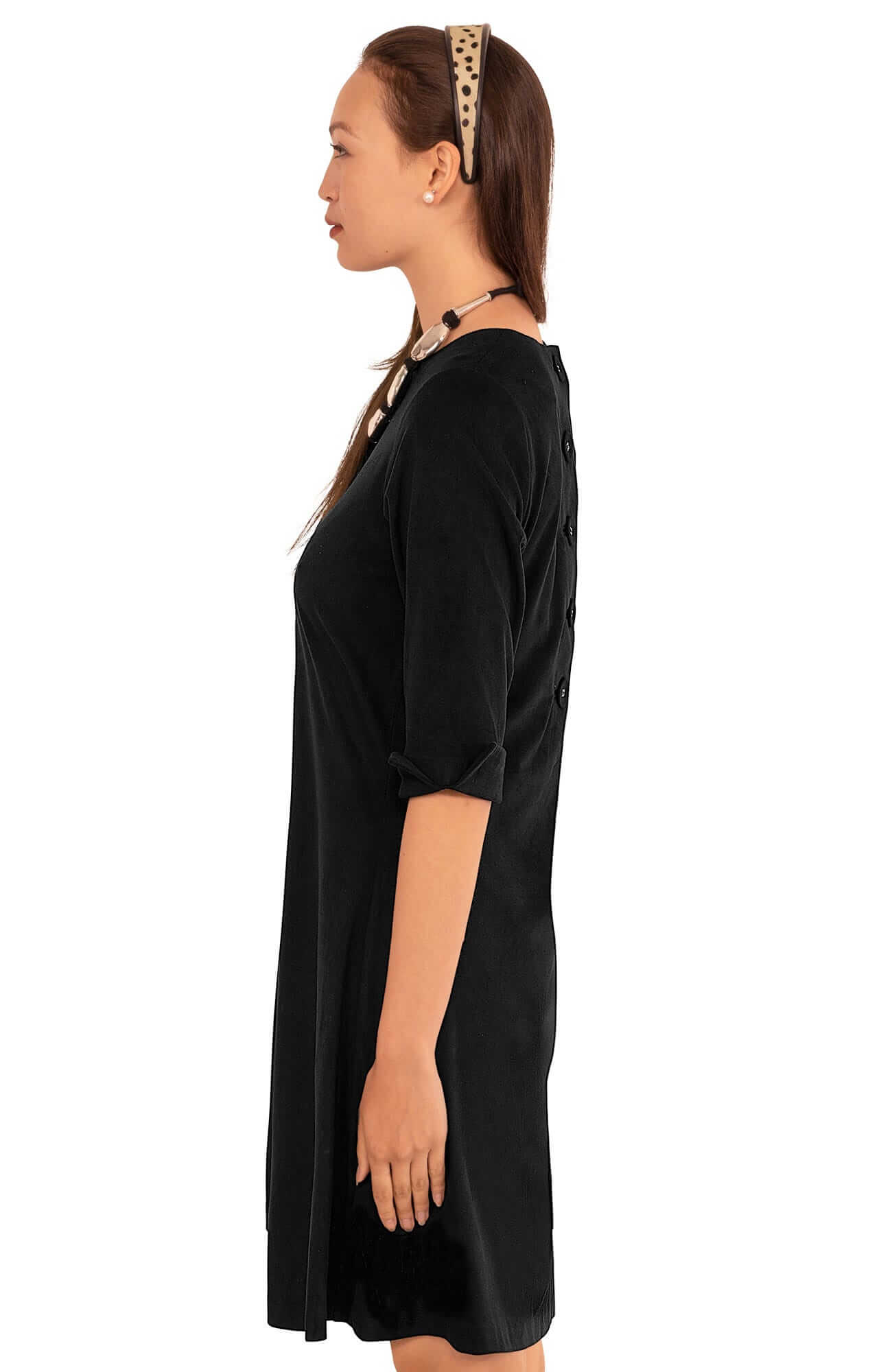 Button Back Swing Dress - Ultra Suede