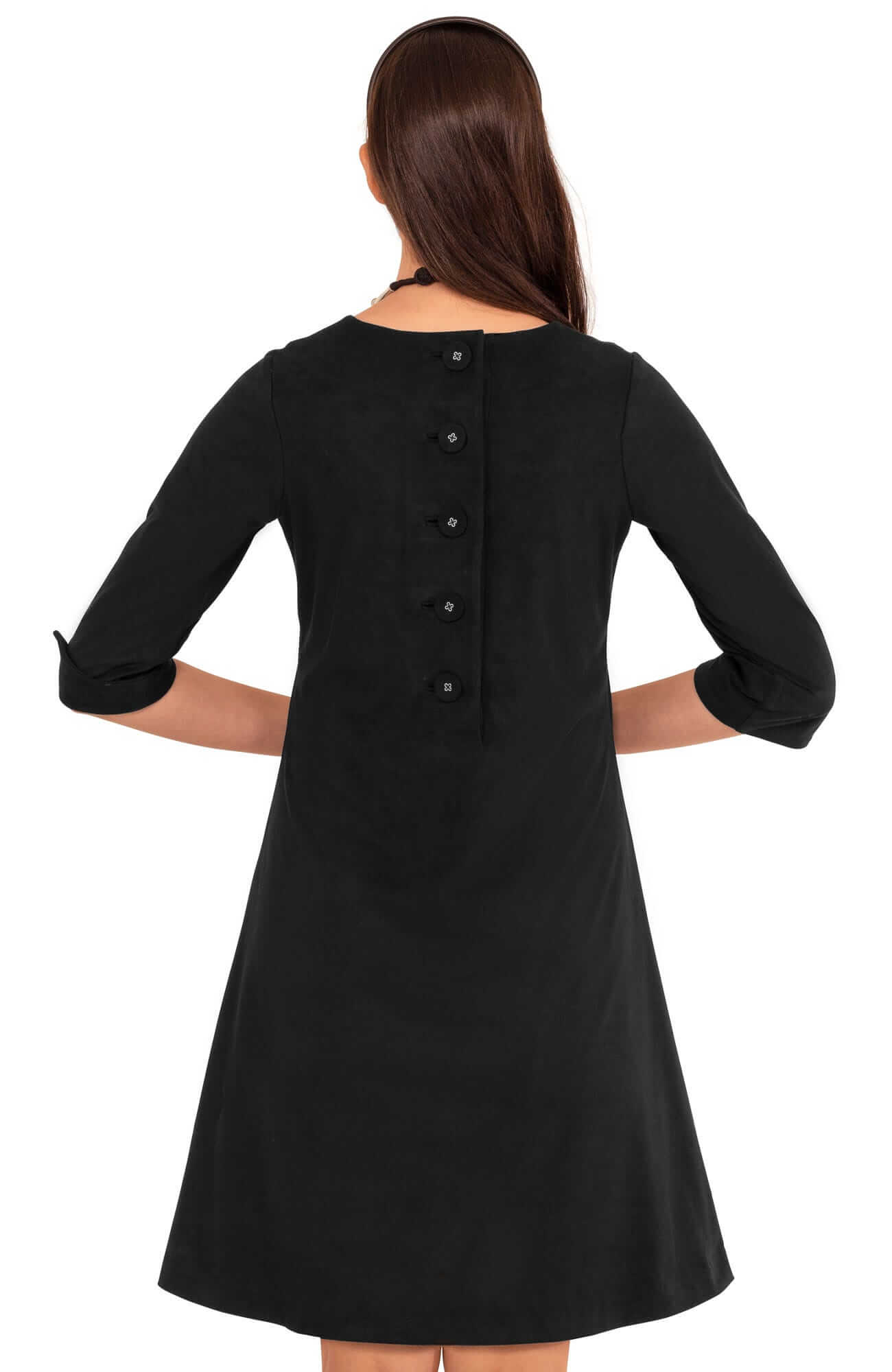 Button Back Swing Dress - Ultra Suede