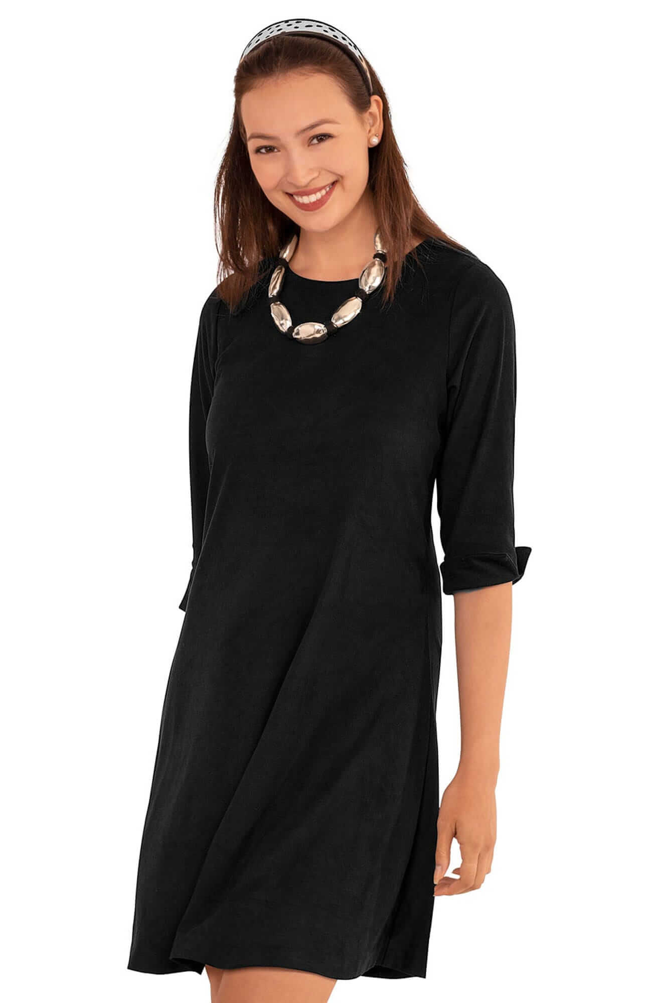 Button Back Swing Dress - Ultra Suede