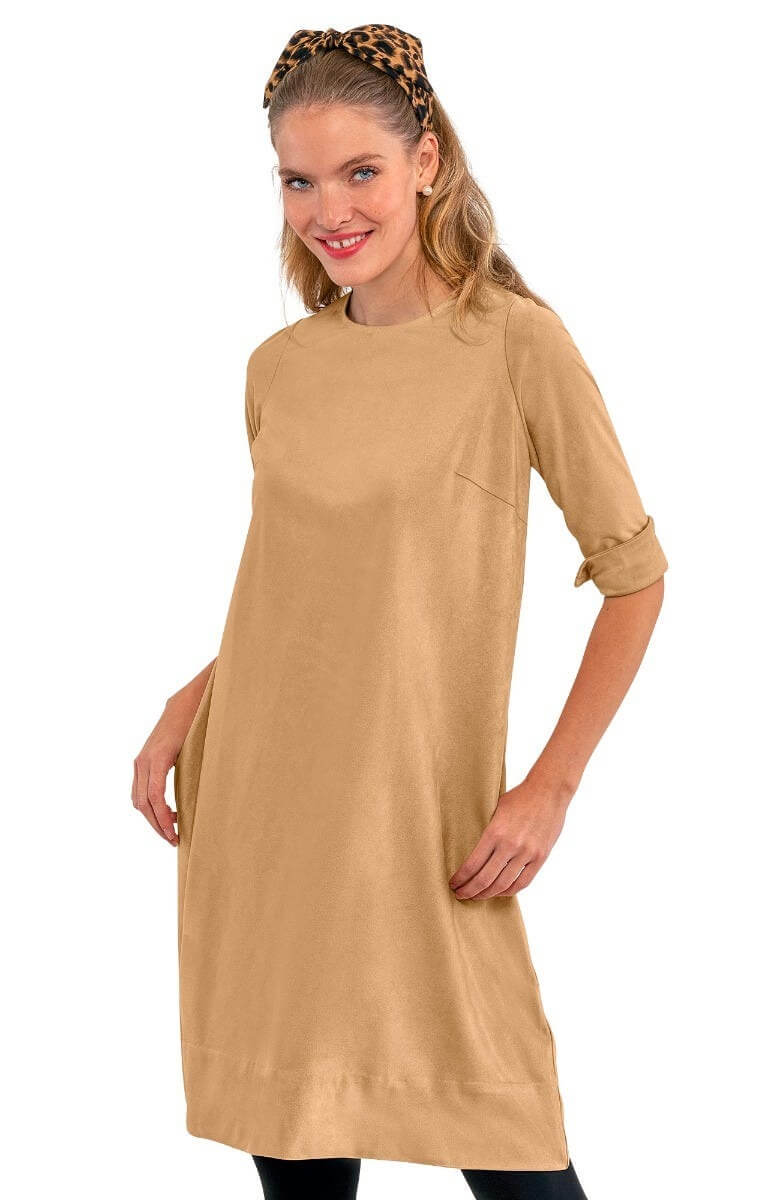 Button Back Swing Dress - Ultra Suede