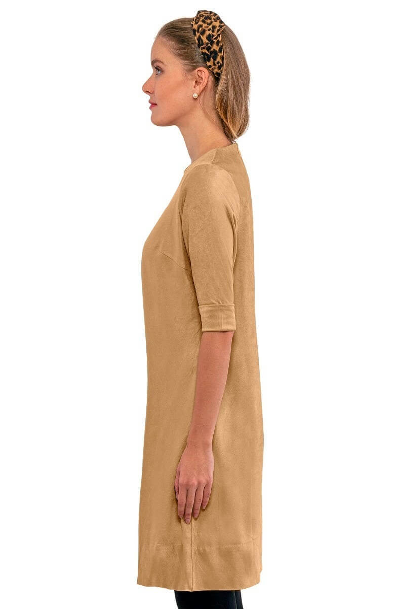 Button Back Swing Dress - Ultra Suede
