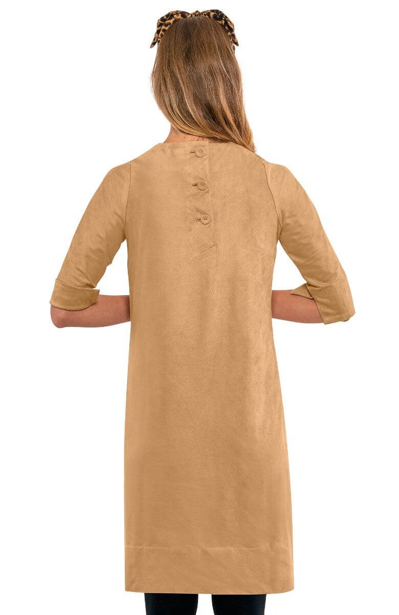 Button Back Swing Dress - Ultra Suede