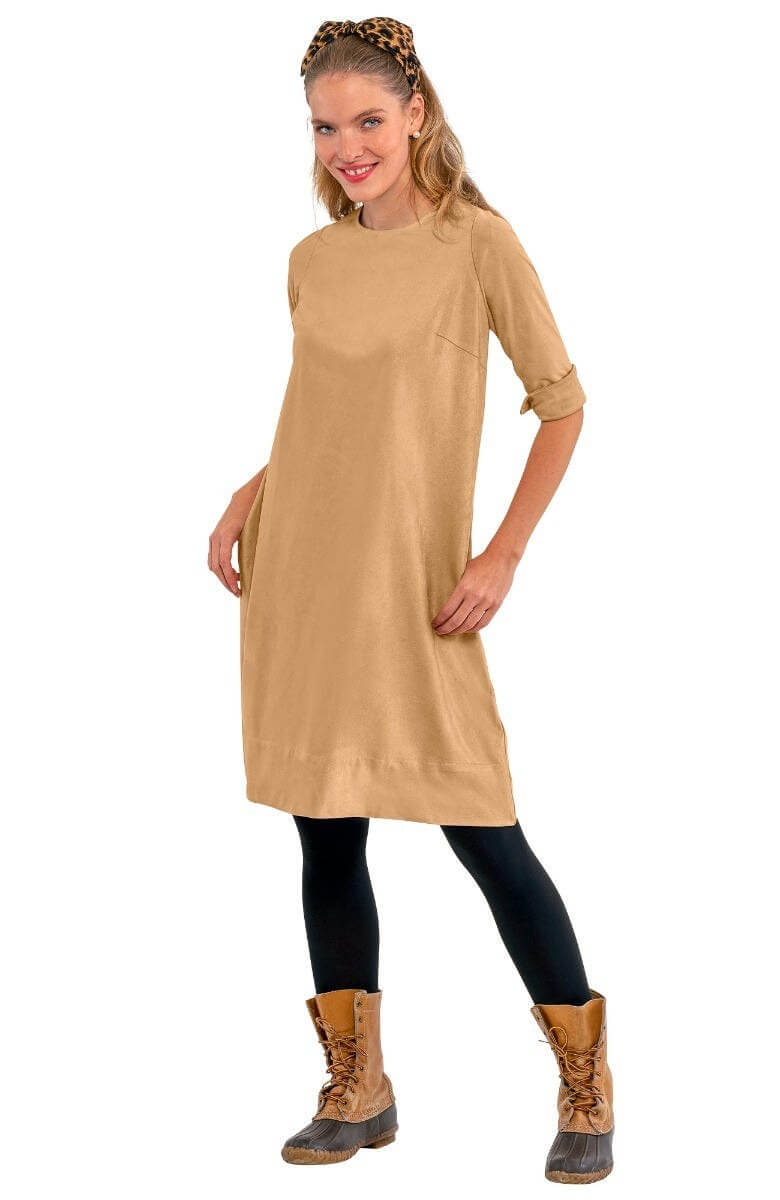 Button Back Swing Dress - Ultra Suede