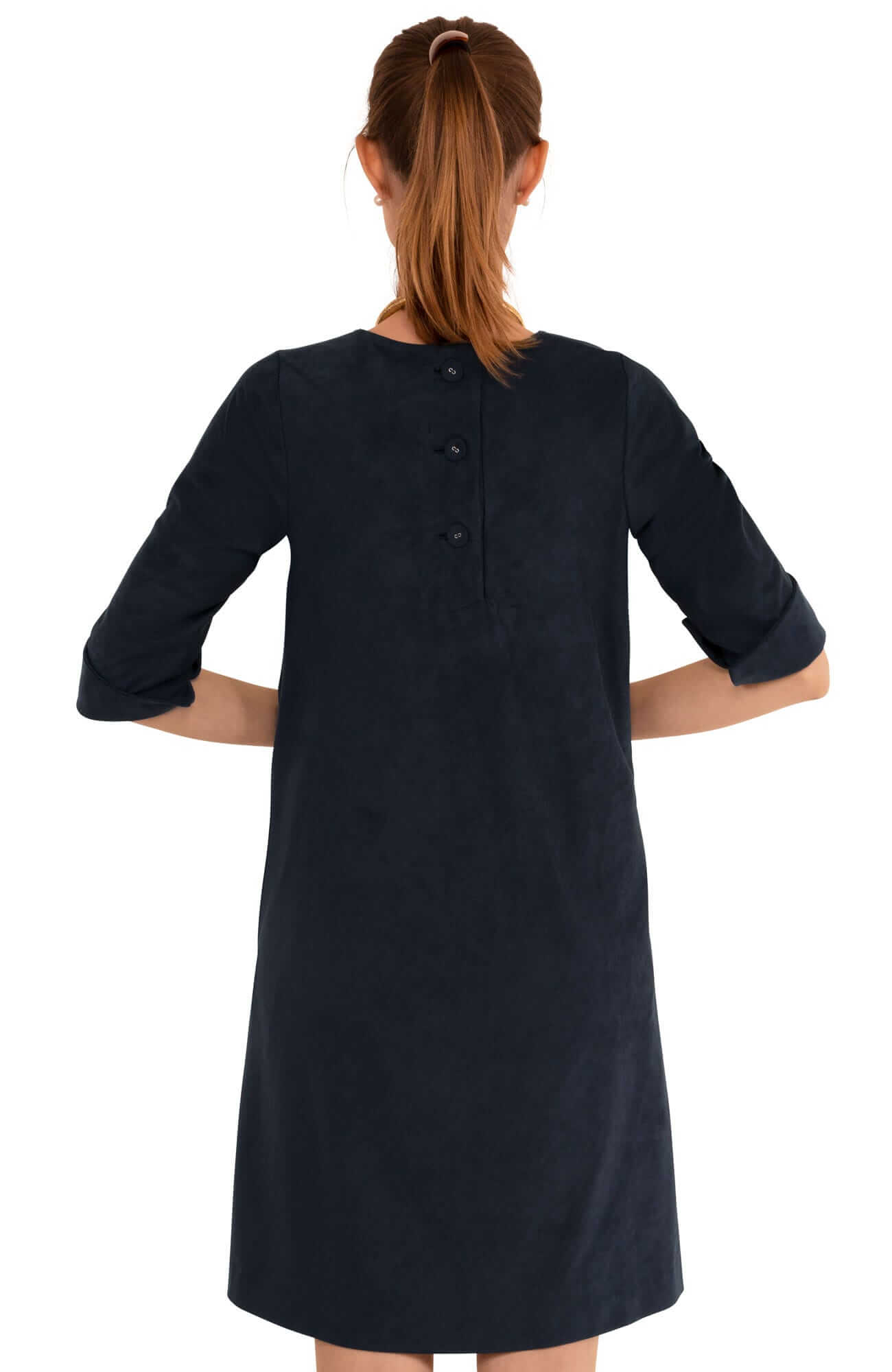 Button Back Swing Dress - Ultra Suede