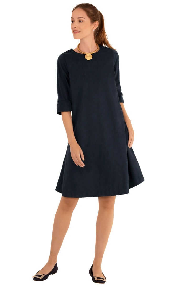 Button Back Swing Dress - Ultra Suede