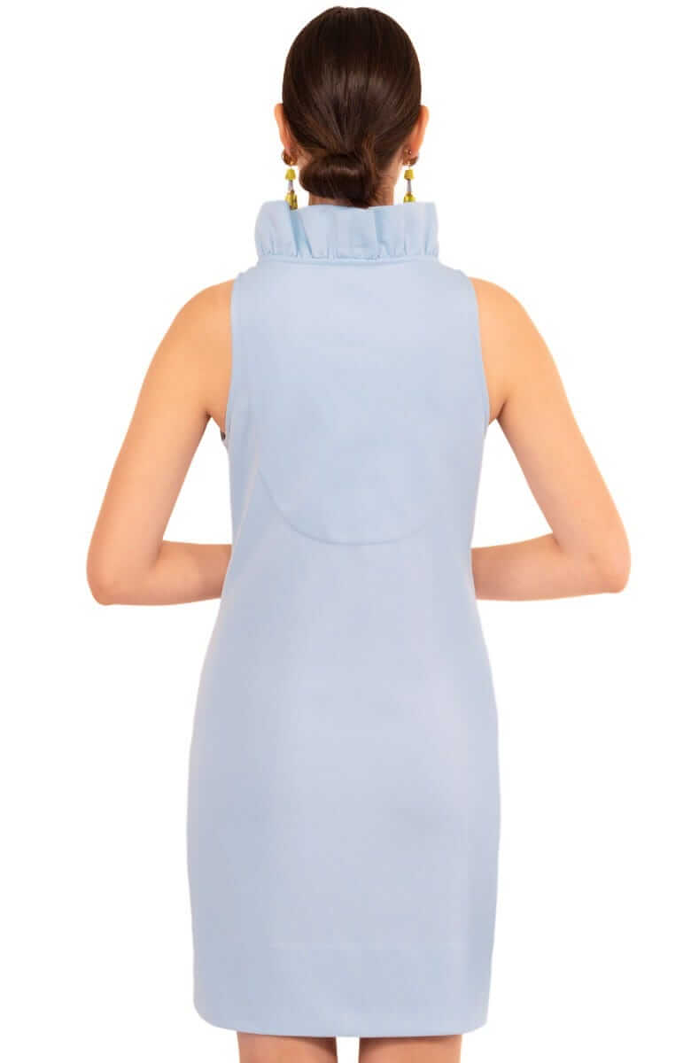 Jersey Ruffneck Sleeveless Dress - Solid
