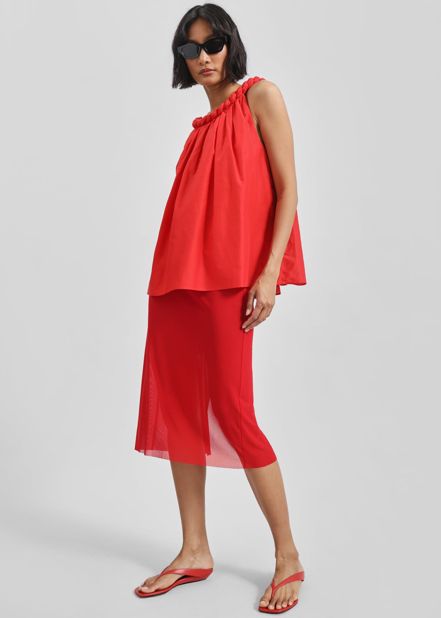 Loulou de Saison Coda Nappa Leather Sandals - Tomato