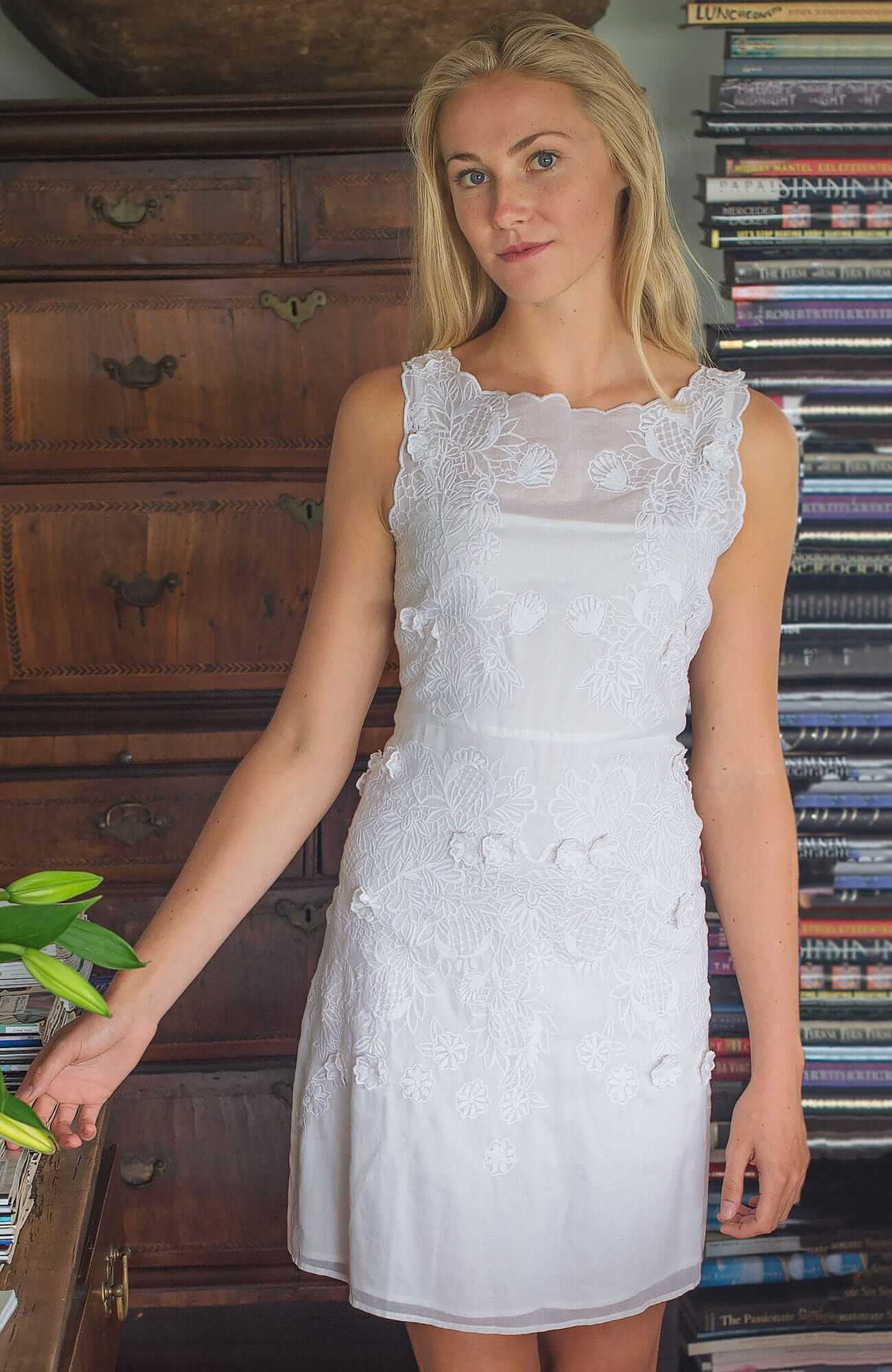Organdy Embroidered Dress - Flower Lace