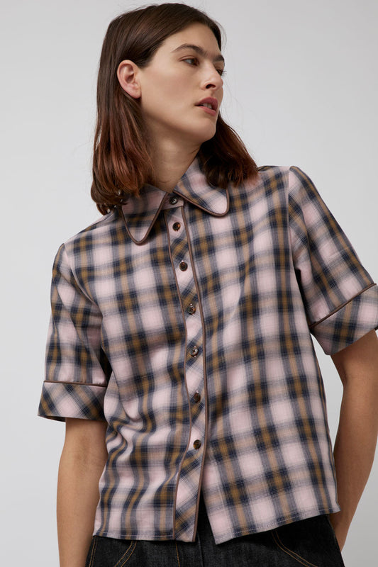 No.6 Clairo Top in Pink Plaid