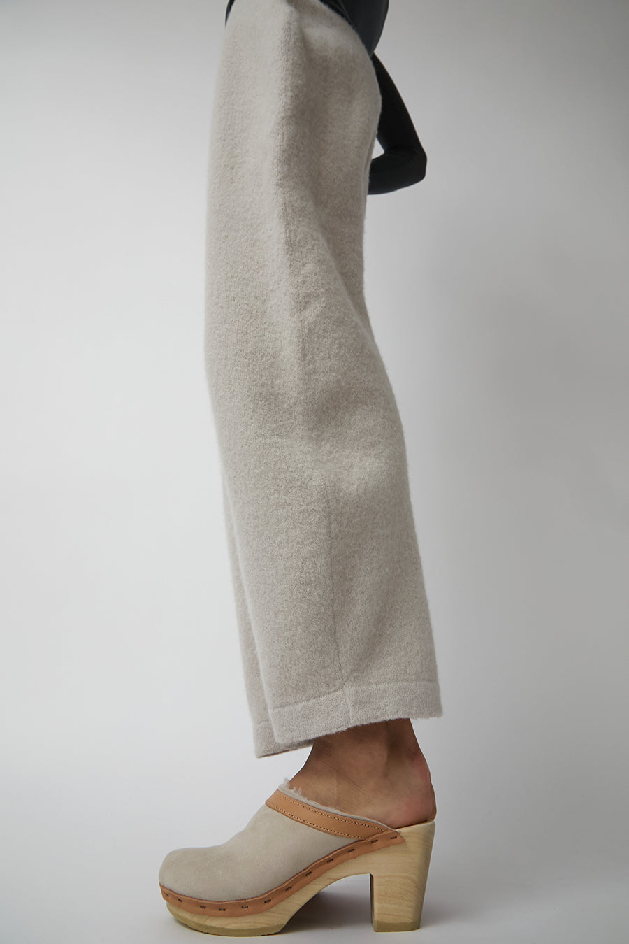No.6 Dakota Shearling Clog on High Heel in Bone Suede and Desert
