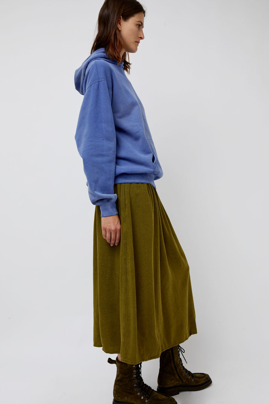 Sultan Wash Suzanne Skirt Oxford in Khaki Yellow