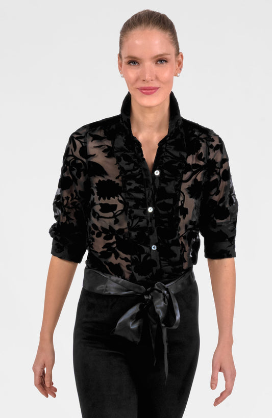 Ruffle Rumble Blouse - Floral Burnout
