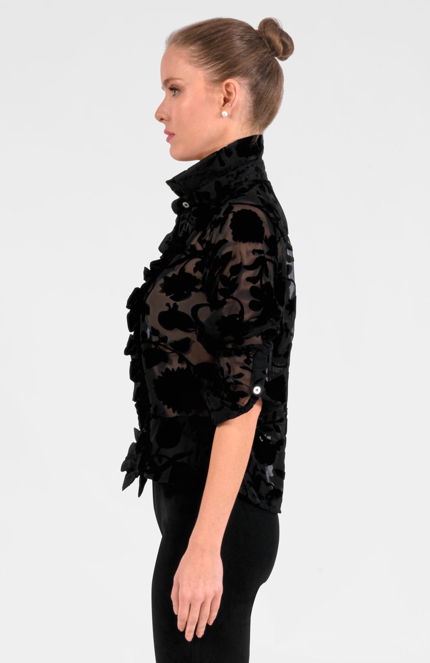 Ruffle Rumble Blouse - Floral Burnout