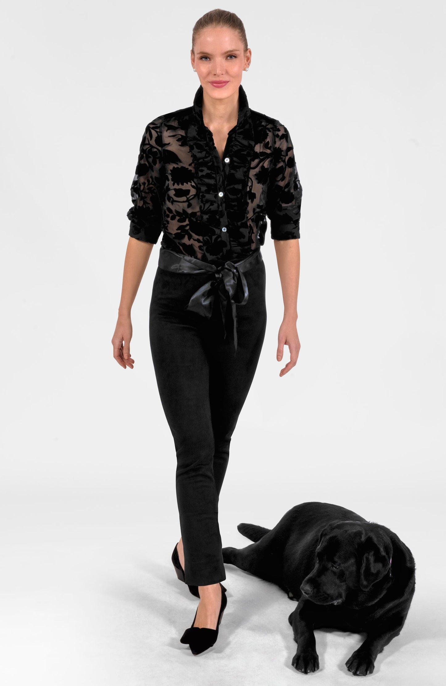 Ruffle Rumble Blouse - Floral Burnout