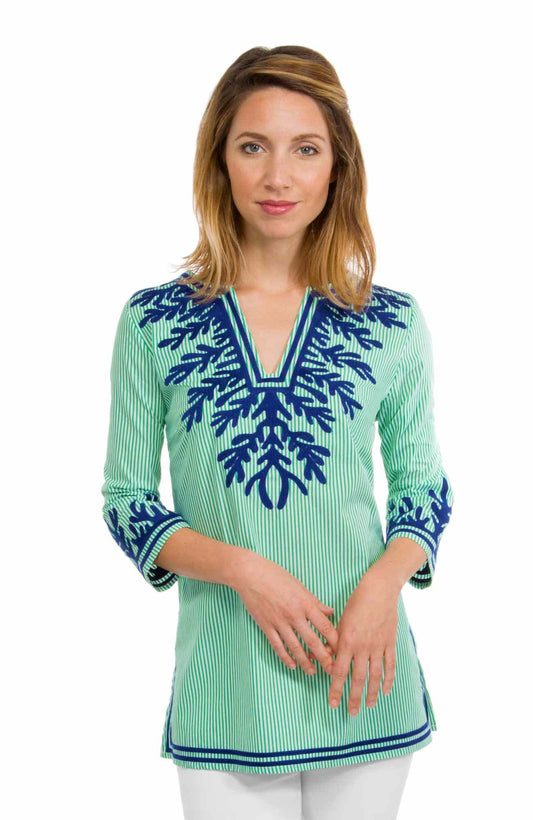 Embroidered Pinstripe Tunic - The Reef