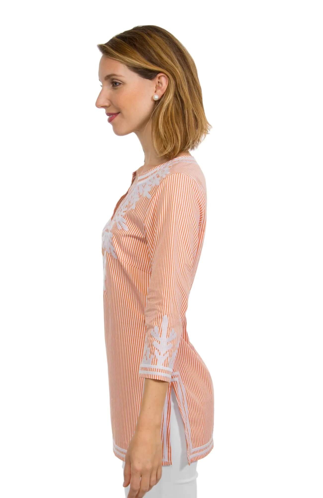 Embroidered Pinstripe Tunic - The Reef