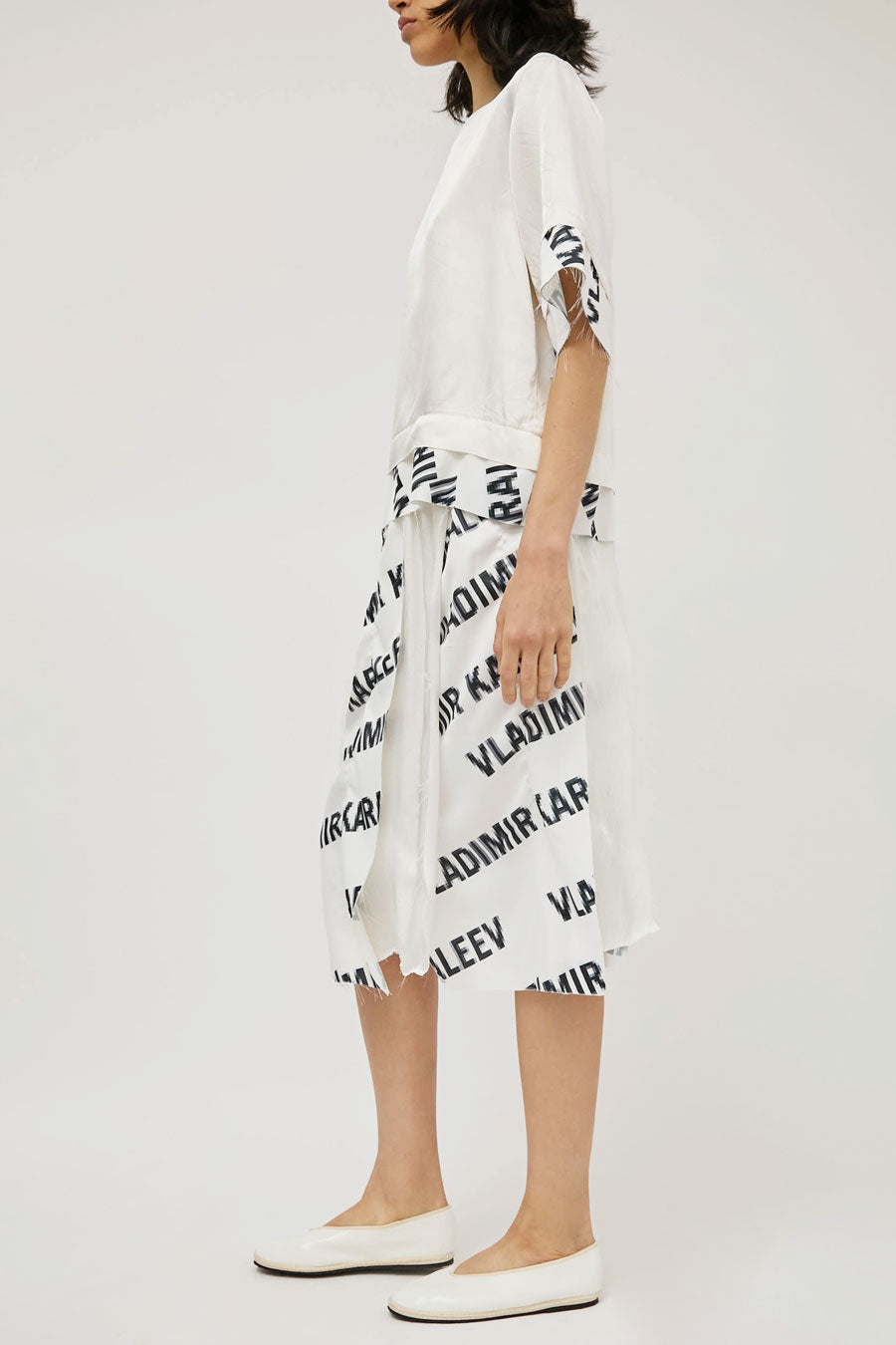 Vladimir Karaleev Tal Skirt in Logo Print