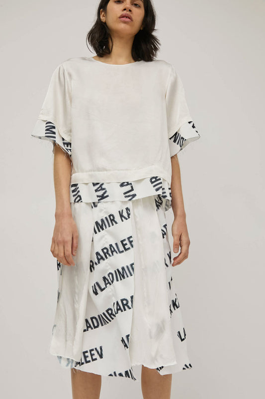 Vladimir Karaleev Tal Skirt in Logo Print