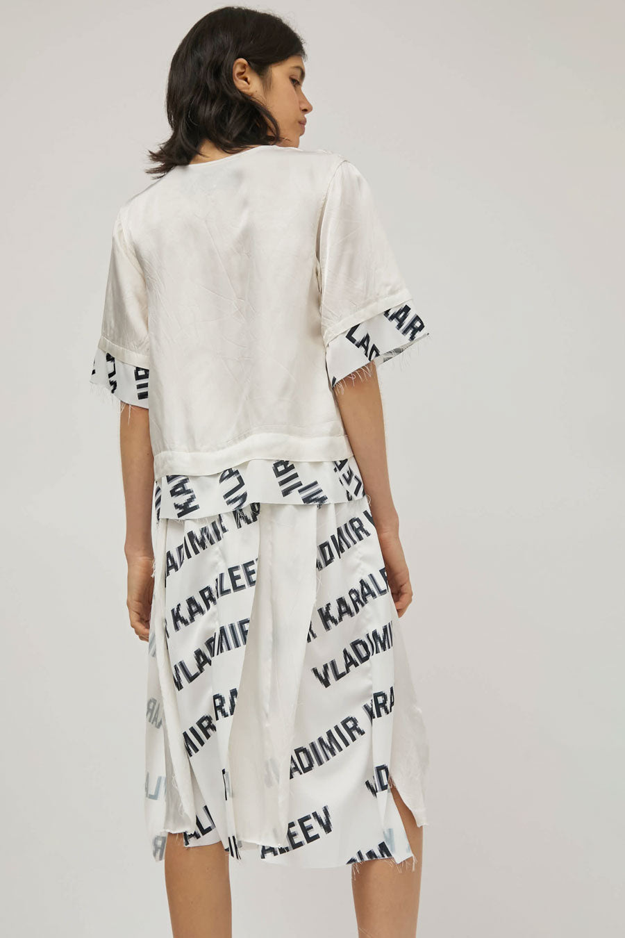 Vladimir Karaleev Tal Skirt in Logo Print