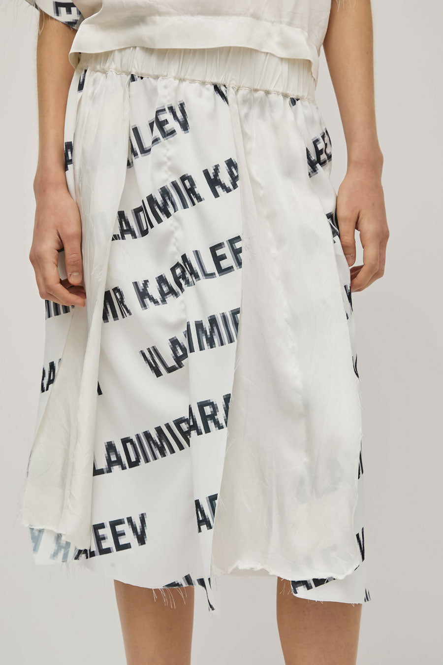Vladimir Karaleev Tal Skirt in Logo Print