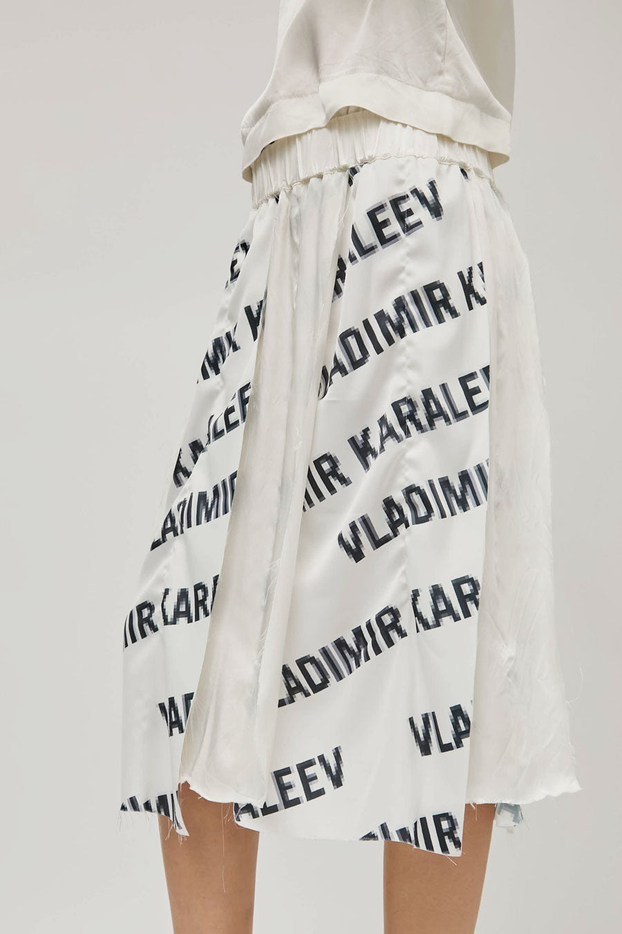 Vladimir Karaleev Tal Skirt in Logo Print