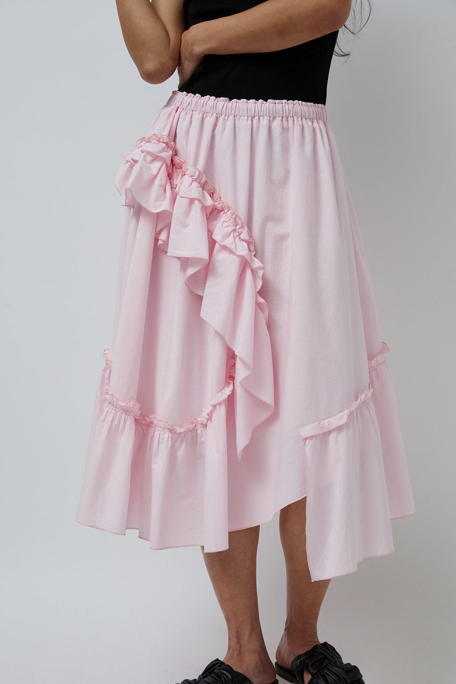 YMC Draped Skirt in Light Pink