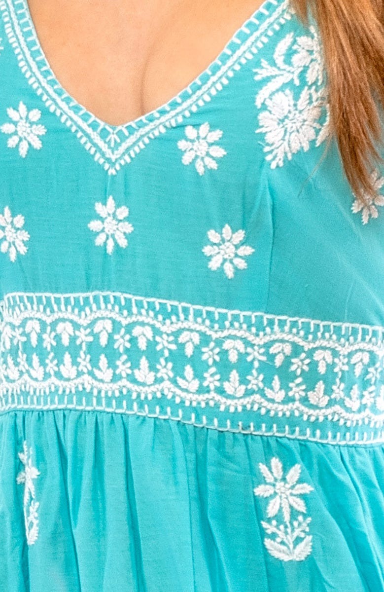 Hand Embroidered Midi Dress - Fiesta Time