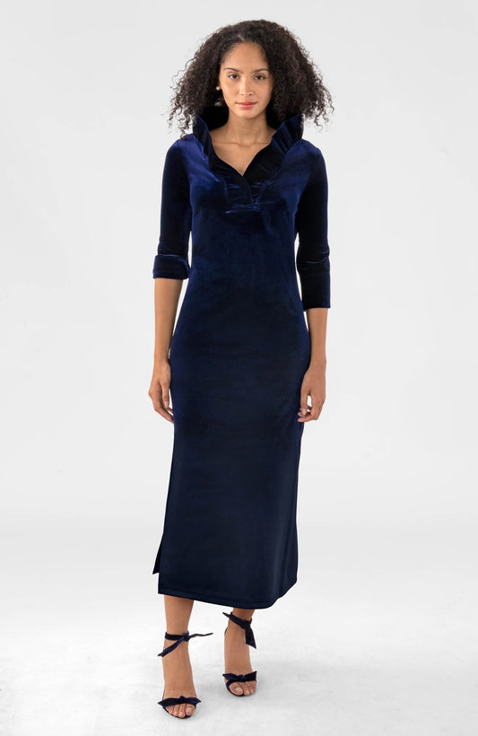 Ruffneck Midi Maxi Dress- Silky Velvet