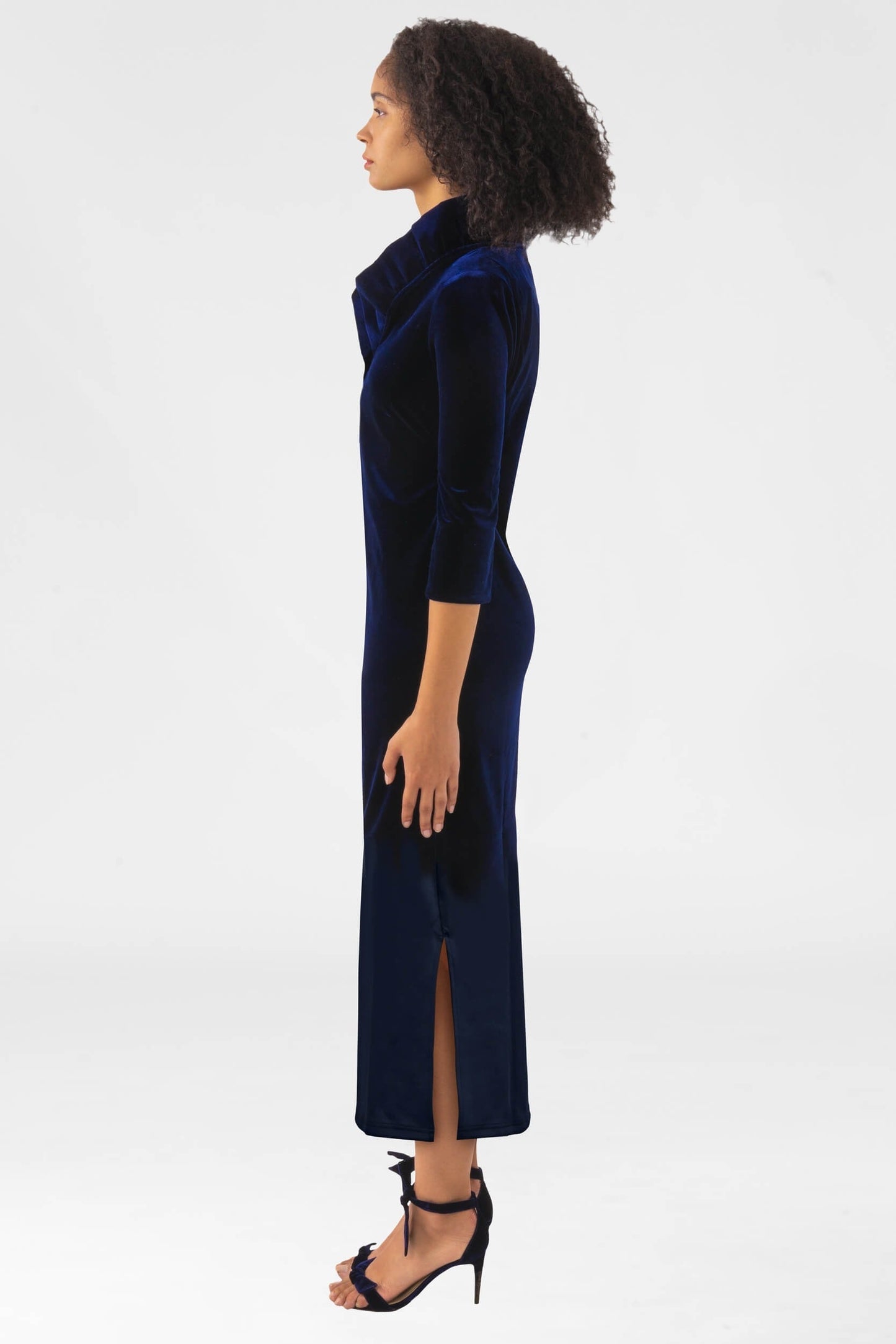 Ruffneck Midi Maxi Dress- Silky Velvet