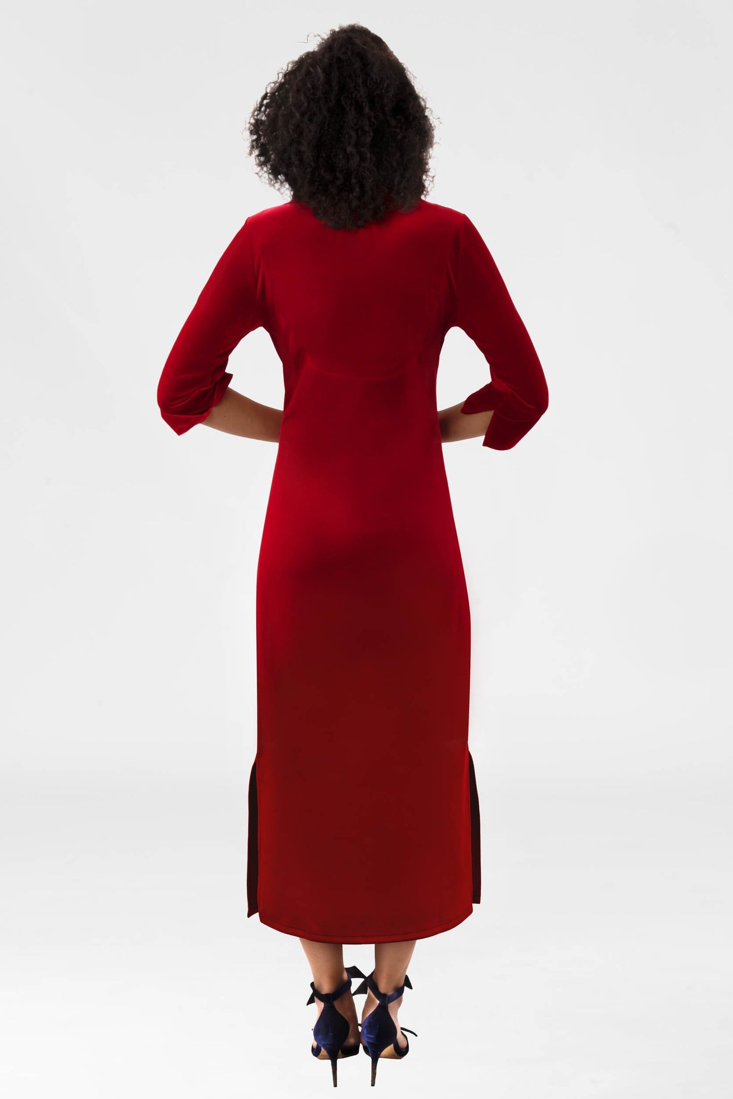 Ruffneck Midi Maxi Dress- Silky Velvet