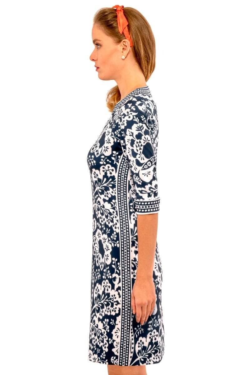 Split Neck Dress - Flora