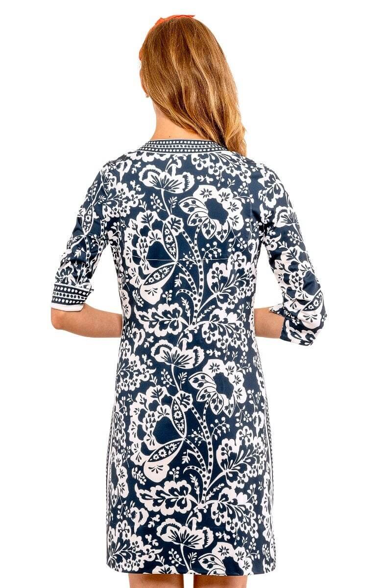Split Neck Dress - Flora