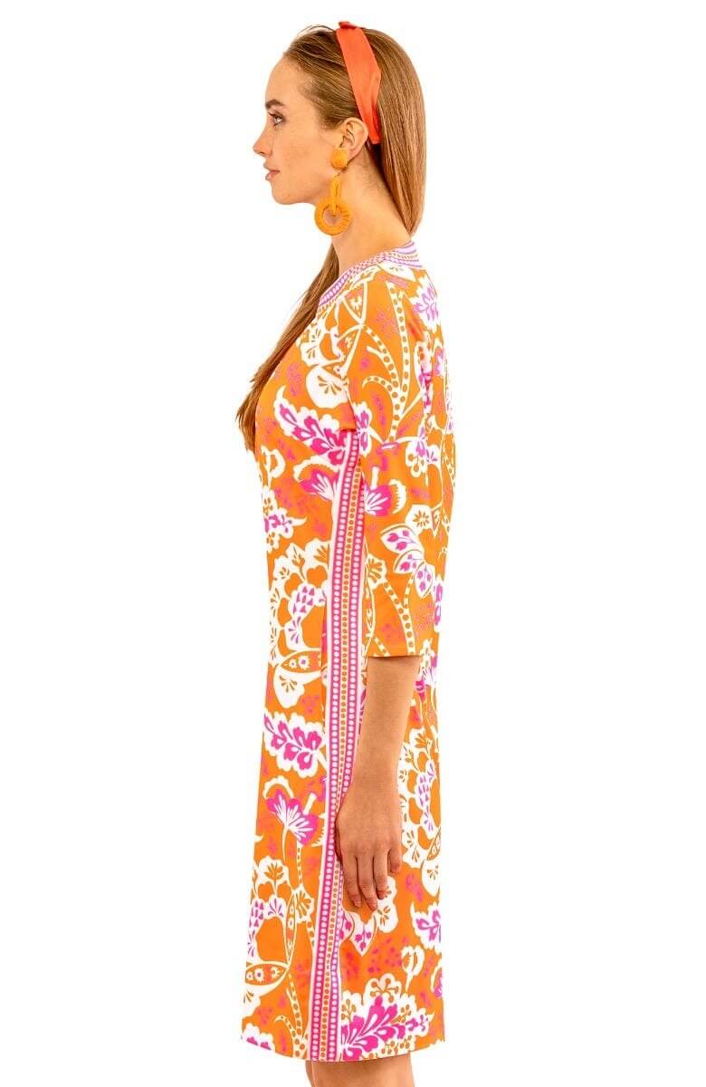 Split Neck Dress - Flora